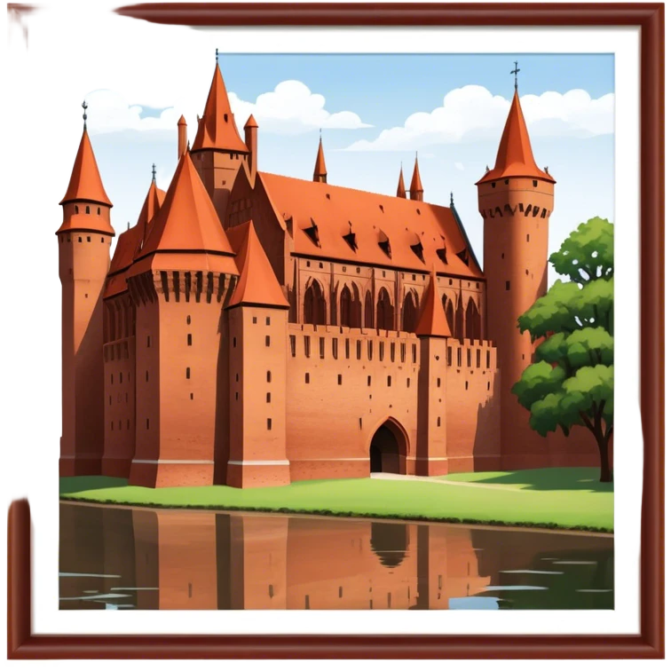 Malbork Castle Landmark Emoji – Featuring the red-brick fortress with its Gothic walls. emoji