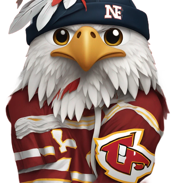 an eagle in a chiefs uniform crying emoji