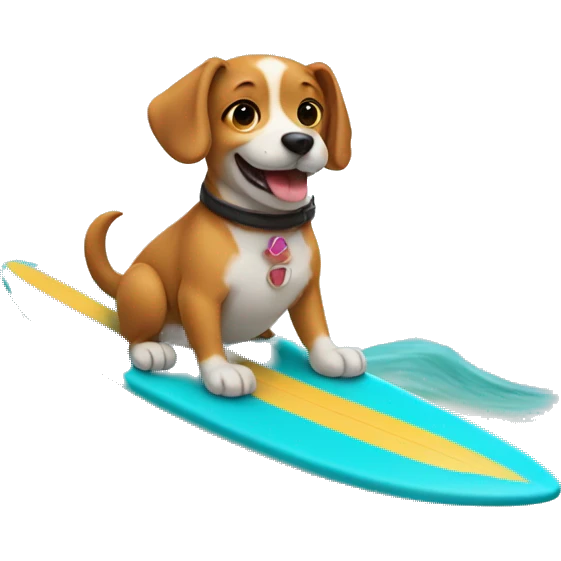 Dog riding surfboard emoji