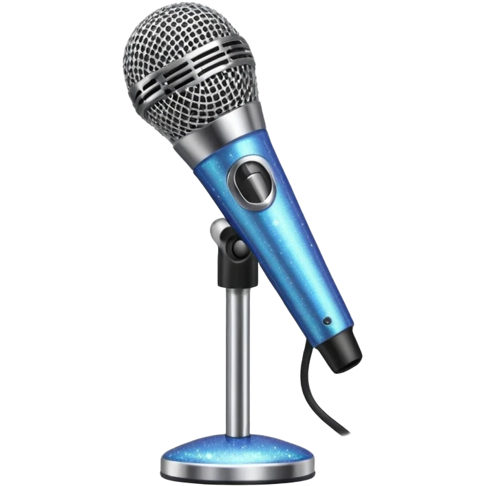 microphone on a stand with sparkles emoji