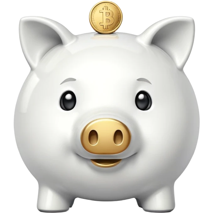 white piggy bank with a coin emoji