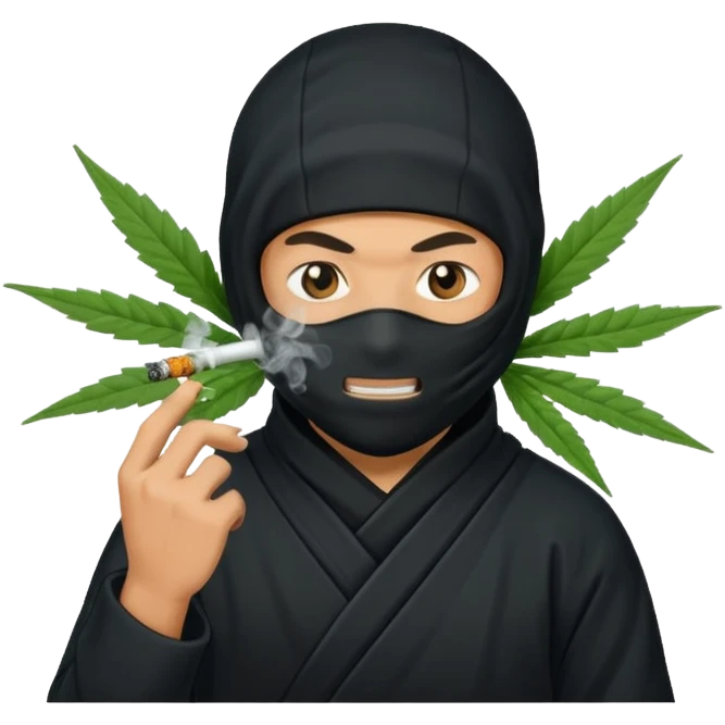 A ninja smoking marijuana. emoji