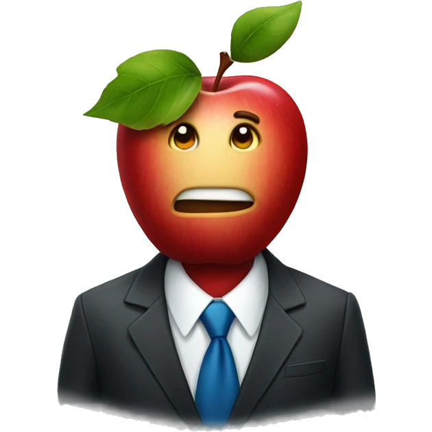 A apple wearing a suit emoji