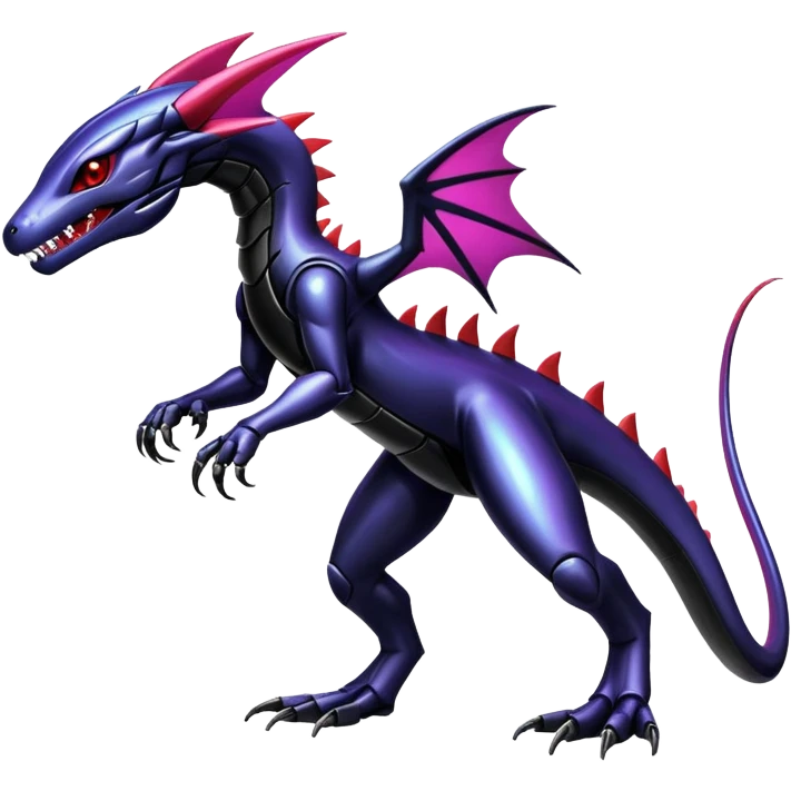 Shiny Gothic epic Salandit-Genesect-Miraidon-Fakémon-hybrid-creature (full body)  emoji