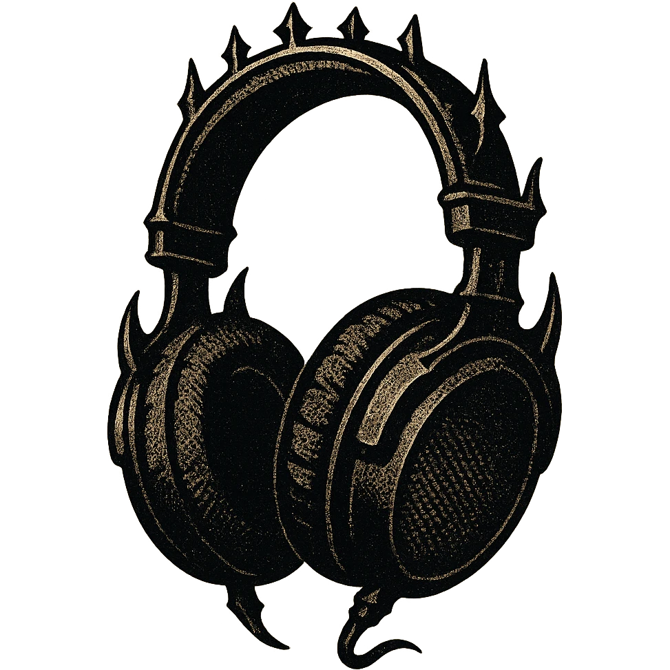 black gothic headphones with dramatic shading and gothic elements emoji