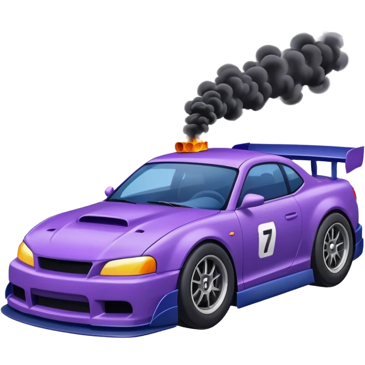 Purple and navy blue car doing a drift. emoji