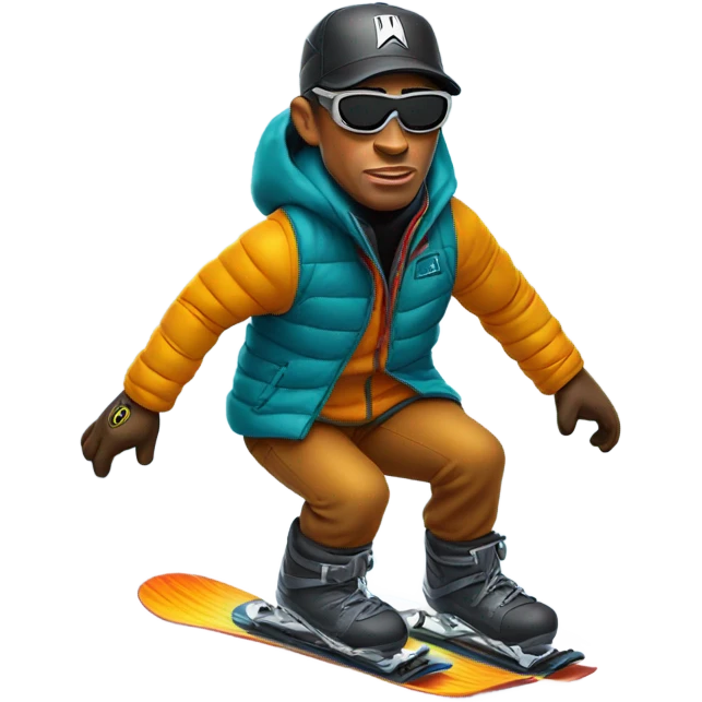 Tiger woods riding a snowboard  emoji