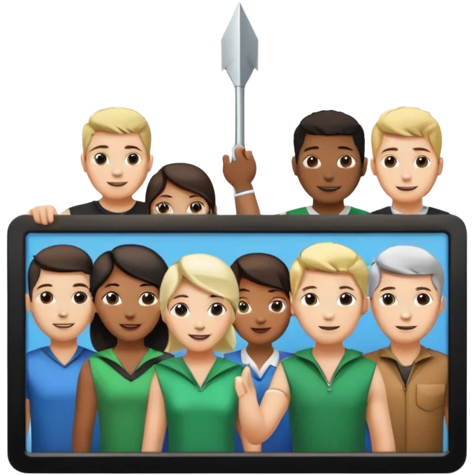 arrow going from one figure to a group of people emoji