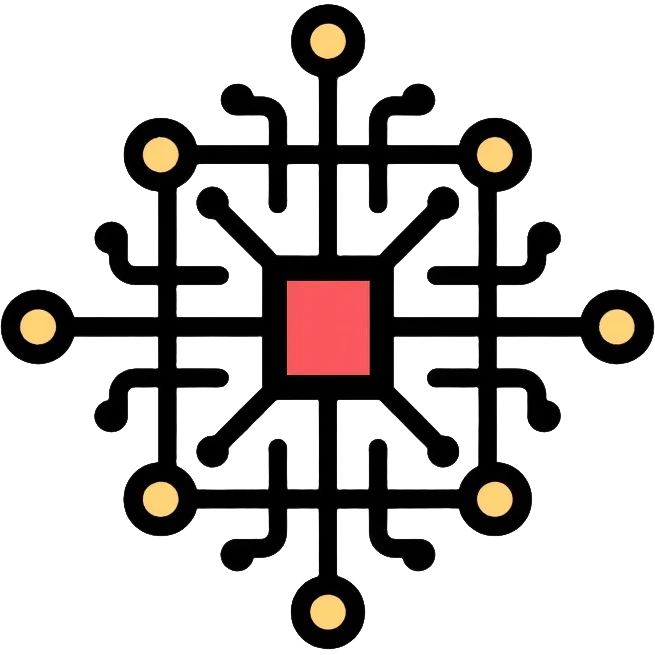 Artificial intelligence microchip with neural network connections emoji