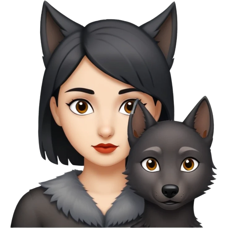 Turkish girl with black wolf cut hair emoji