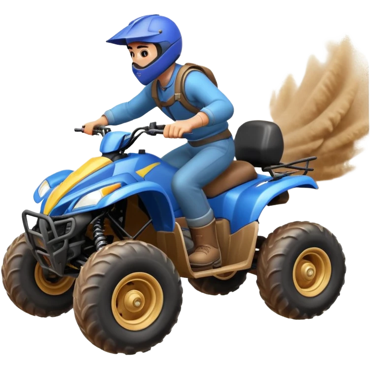 man riding an ATV, dynamic action pose, off-road vehicle, dust trail, 3D cartoon, mobile game icon style, clean background, no text, no watermark

 emoji