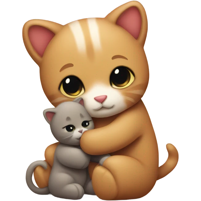 cat hugs a little bear emoji