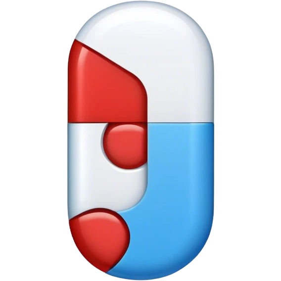 Pill half red half blue emoji