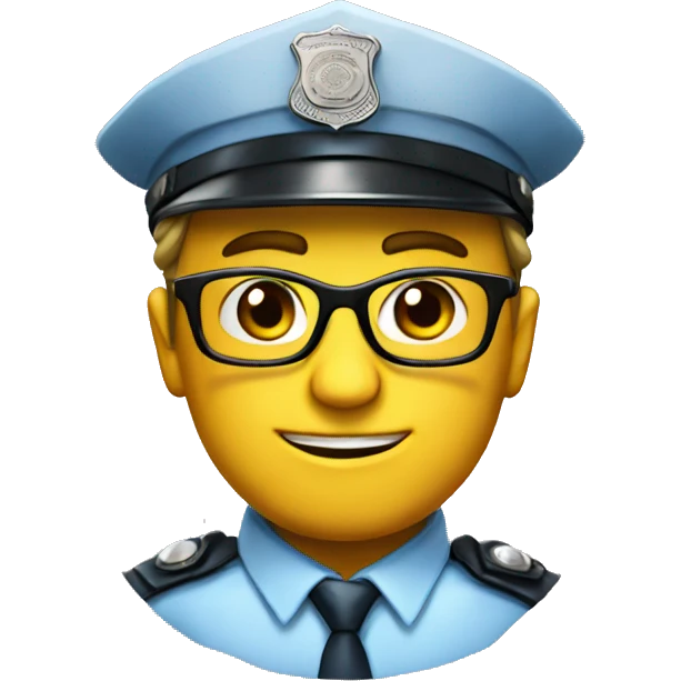 nerd emoji with police hat emoji