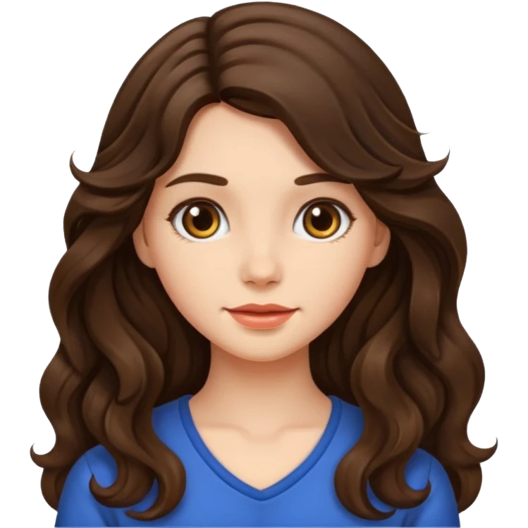 brunette girl with long wavy hair and fair skin  emoji