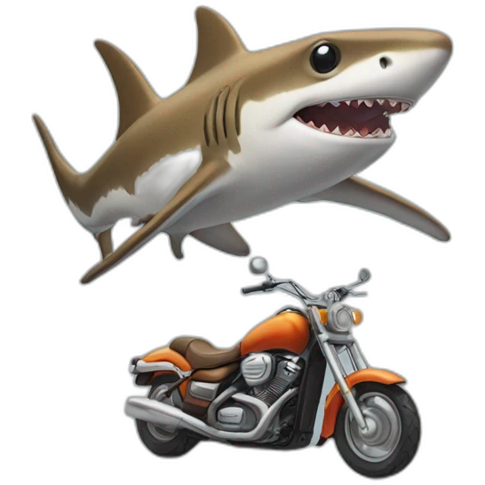 Hammerhead shark riding a motorcycle emoji