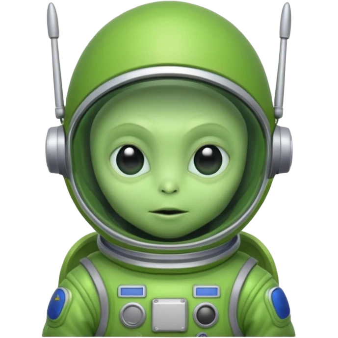 Alien Explorer – small green alien with antenna and space suit. emoji