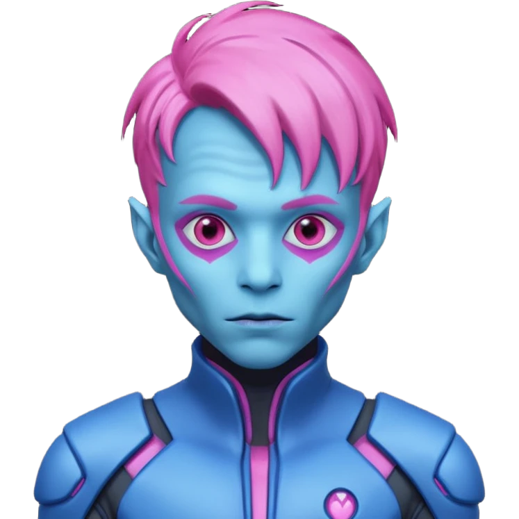 pink haired alien guy blue emoji