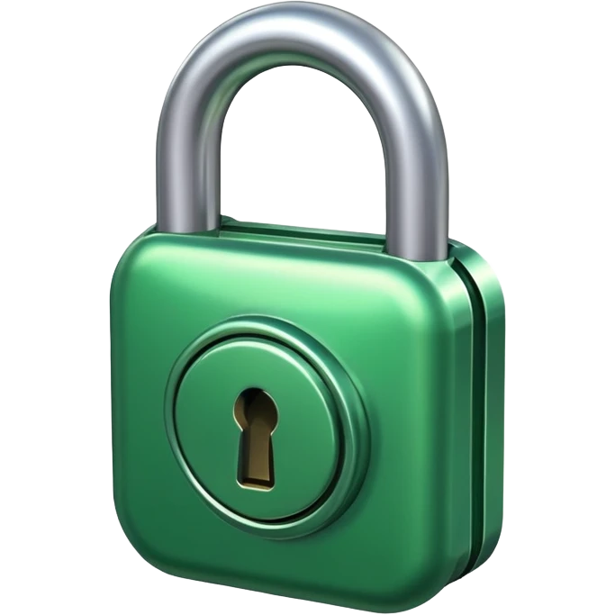 small green lock, shiny and metallic emoji