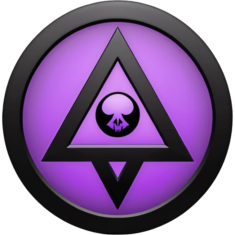 Emoji, dark futuristic occult sigil, symmetrical geometric shape, black metal with faint violet glow, gothic cyber aesthetic, minimal flat design, sharp edges, centered, transparent background emoji