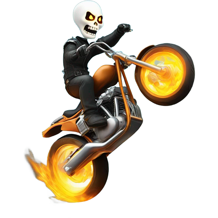 Ghost rider doing a wheelie through a waterfall emoji