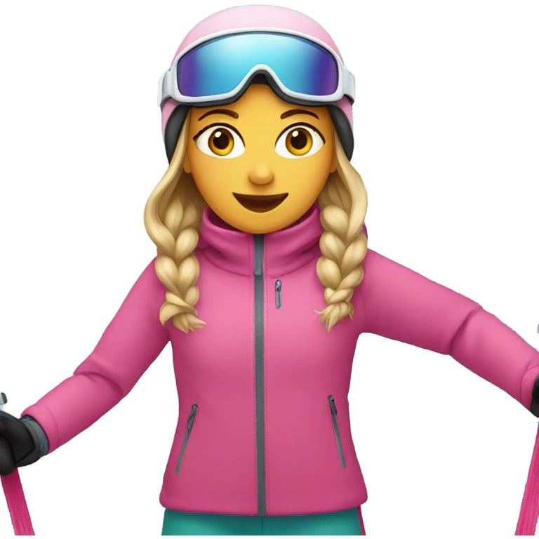 Skiing girl with pink jacket emoji