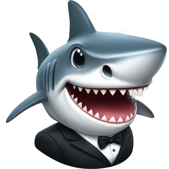 Shark wearing tuxedo emoji