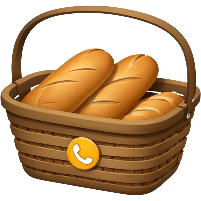 Create an emoji representing empty carbohydrate stores: depict a nearly empty bread basket with only a few crumbs left, overlaid by a fading low-battery symbol to signal depleted carb energy. emoji