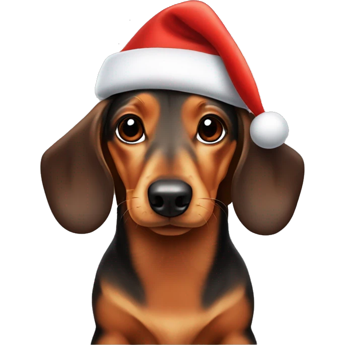Daschund with a red Santa hat on emoji