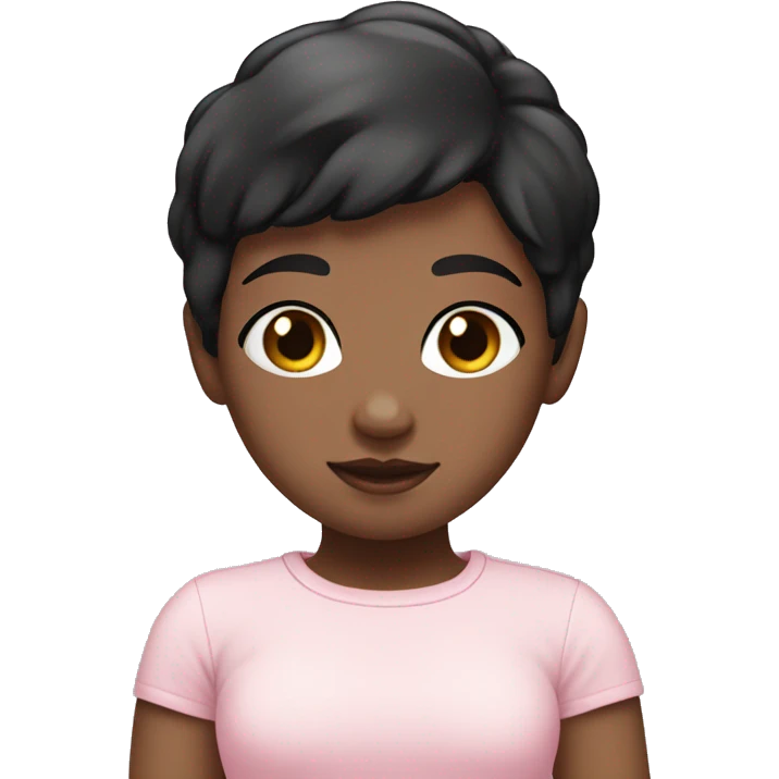 girl with baby pink shirt and white skin and black short hair emoji