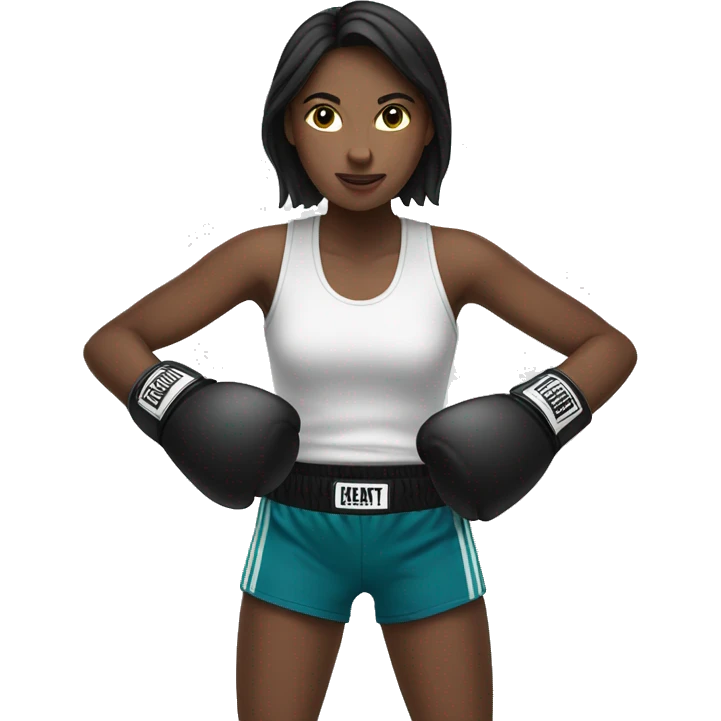 white brunette girl boxing emoji
