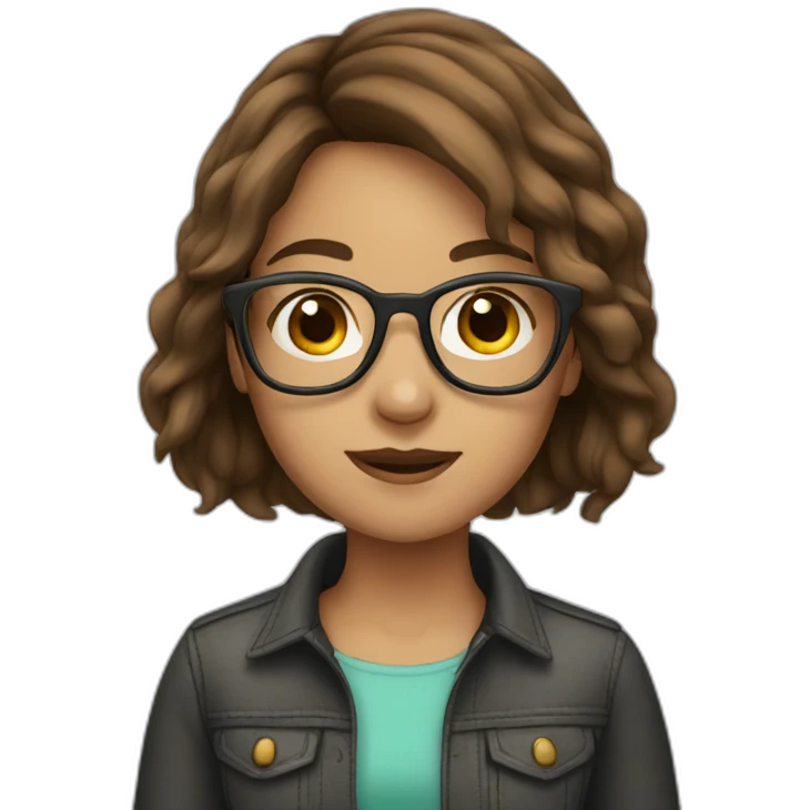 girl with brown hair wearing glasses emoji