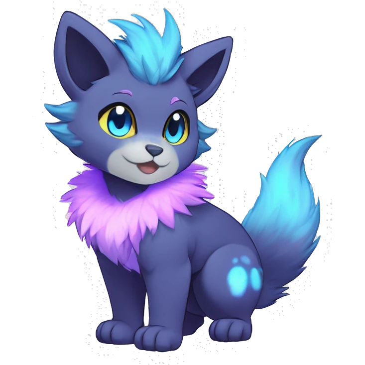 Anthro Fluffy Cool Cute Magical Elemental Shiny Colorful Neon Vibrant Colors Sparkle Kemono-style Chibi Fantasy-Animal-Fakémon-Pokémon-Hybrid Fur Sona Aesthetic Full Body emoji