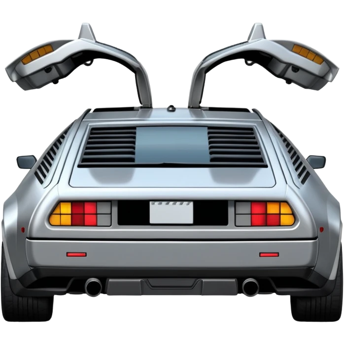 Silver DMC 12 Delorean backview emoji