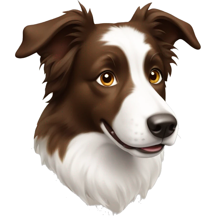 Brown and white border collie emoji