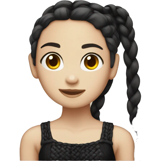 White skin black braided hair girl with a black leotard emoji