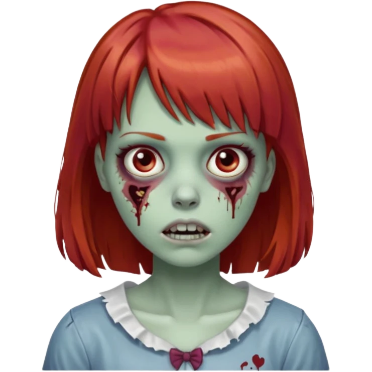 menina zumbi de franja e cabelo vermelho médio  emoji