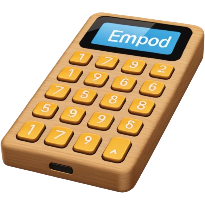 long rectangle wooden keypad with a small screen emoji