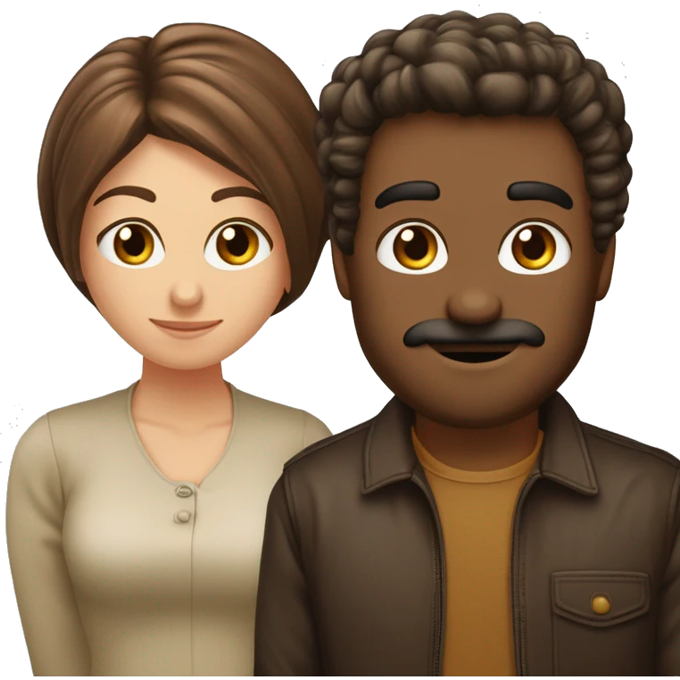 due fidanzati che si amano uno ha i capelli neri, gli occhi marroni carnagione olivastra e l’altra è molto chiara, occhi verdi e capelli marroni emoji