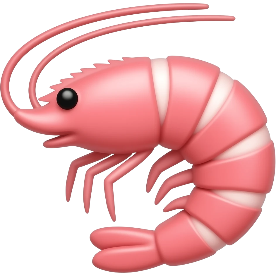 Pink color 2D render iPhone emoji png of a detailed pinky pink pink pink  shrimp emoji