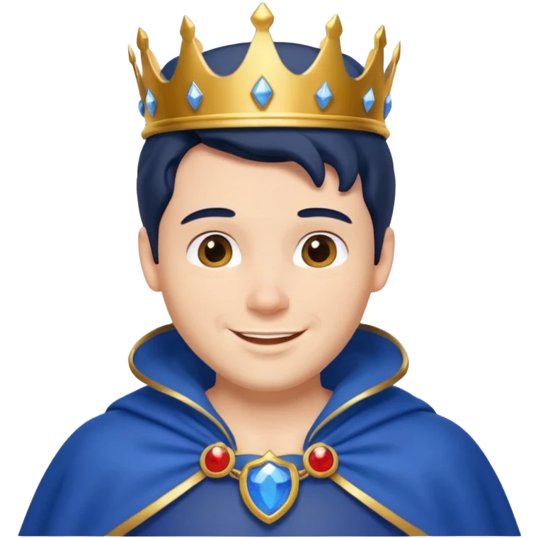 Snow White’s Prince Disney, smiling, wearing a blue cape, golden crown emoji