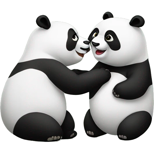 hemboo and Pona as pandas kissing each other emoji