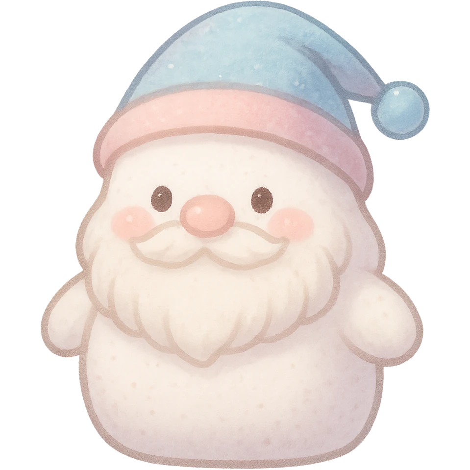 cute marshmallow shaped like a dwarf, rounded, soft, fantasy style, white and pastel colors emoji
