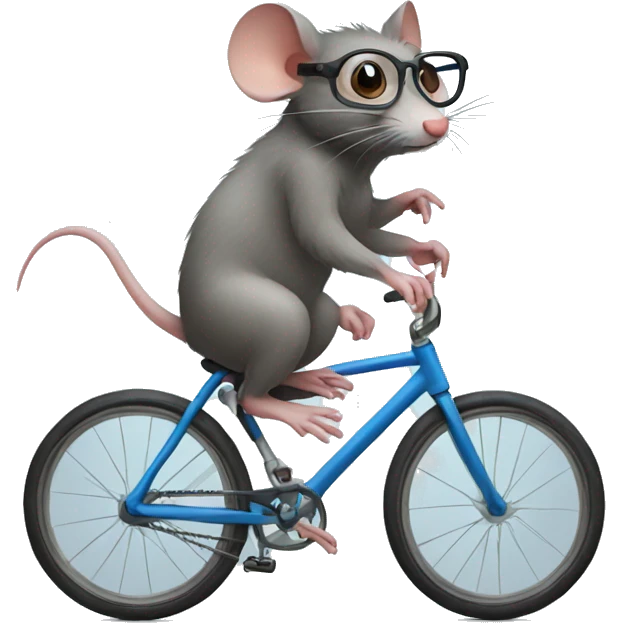 Rat with glasses using bicycle emoji