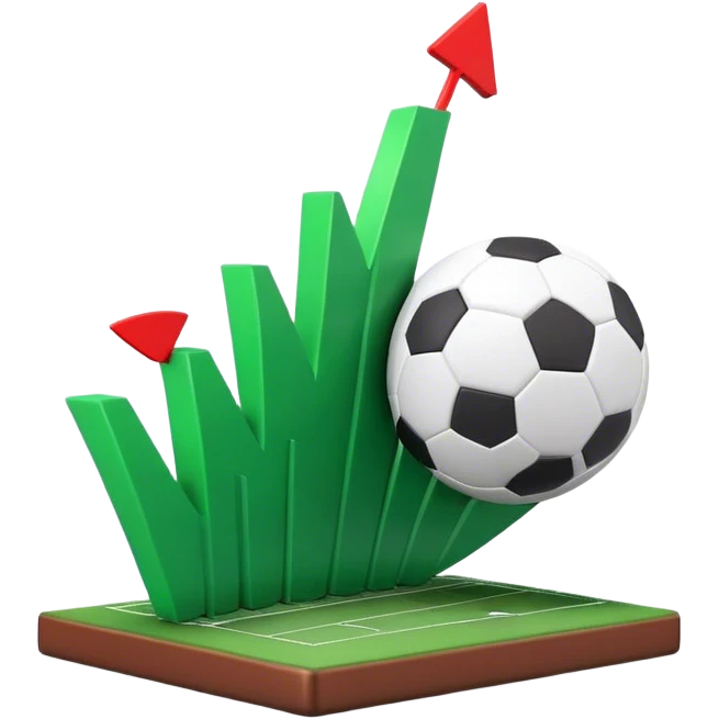 Cinematic realistic 3d growing football graph emoji