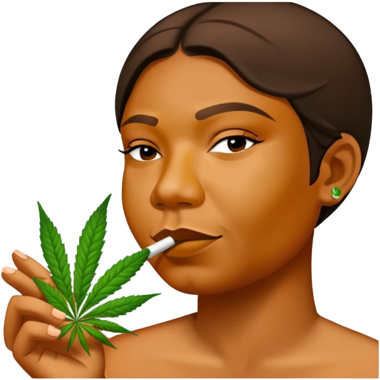 Smoking with a weed leaf emoji