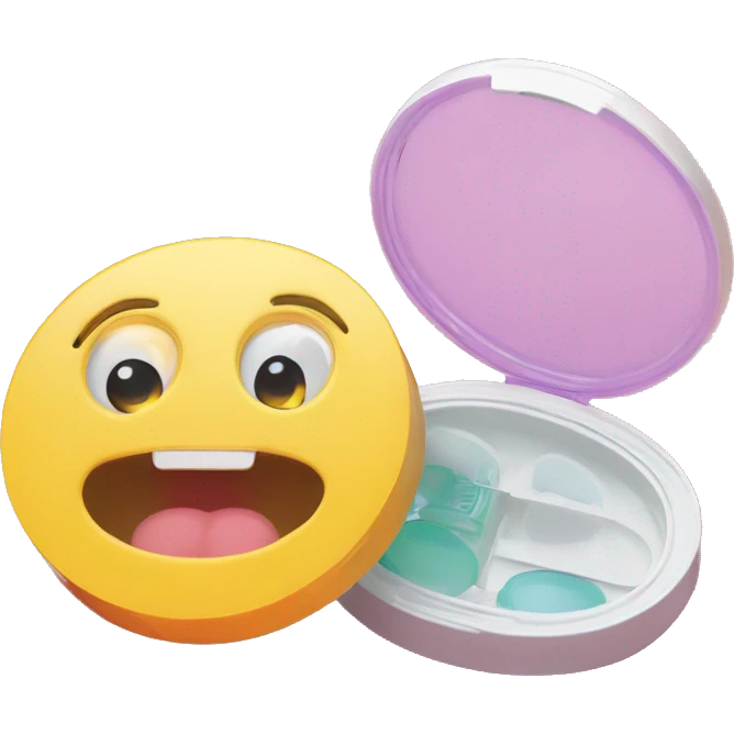 dual-compartment screw-top prescription contact lens case emoji
