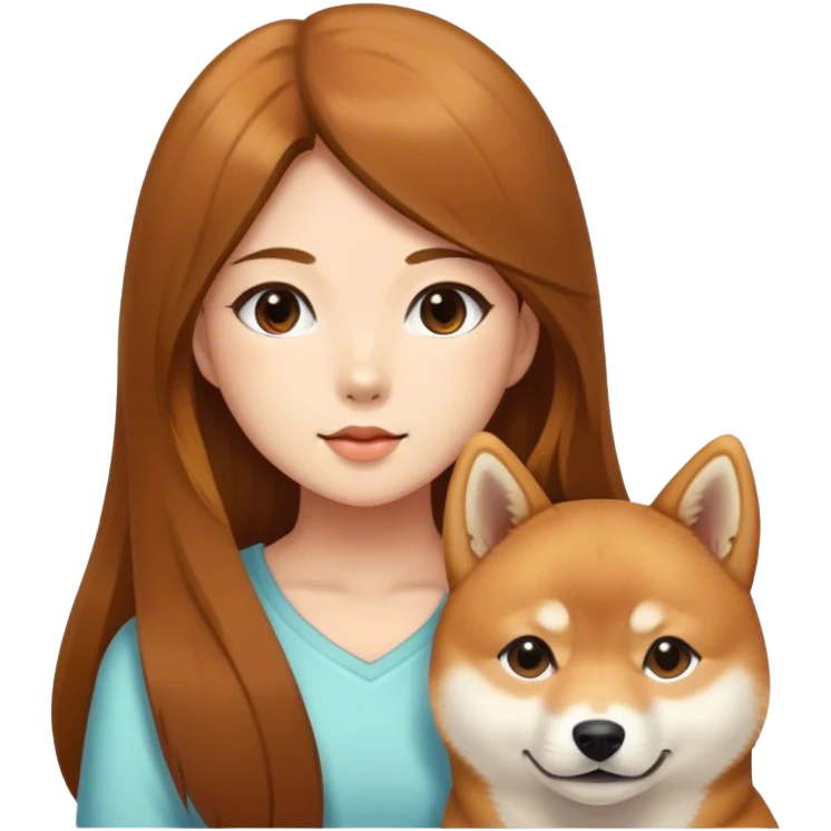 Shiba inu with girl brown hair long emoji