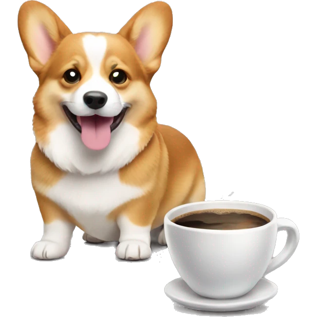corgi with coffee emoji