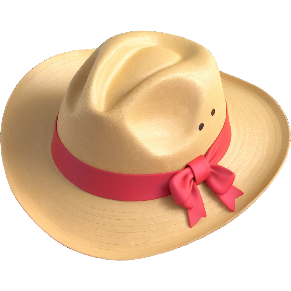 a straw hat, soft and rounded emoji